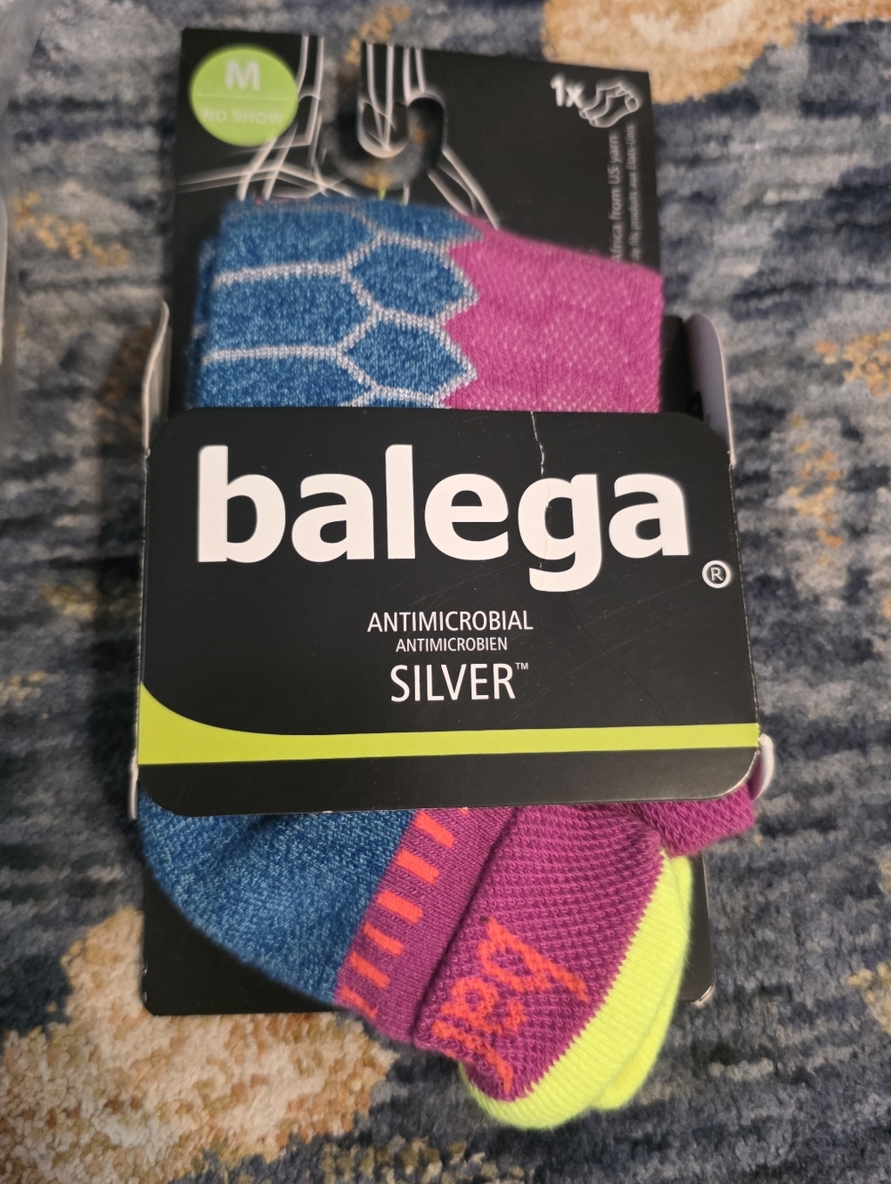 NWT Balega Silver Socks Neon Yellow & Pink Running Socks